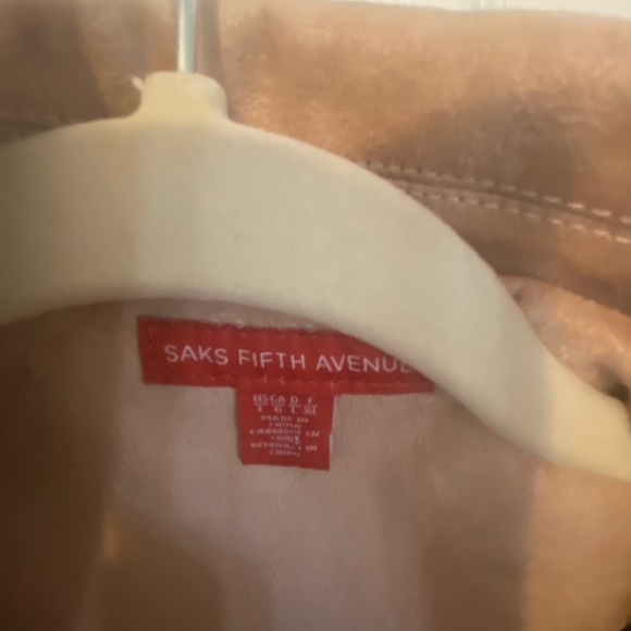 Biker Moto Cropped Jacket Faux Suede Saks Fifth Avenue - Picture 2 of 14